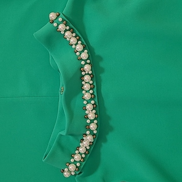 Lilly Pulitzer vibrant green high neck pearl embellished sleeveless shift dress - Picture 4 of 9